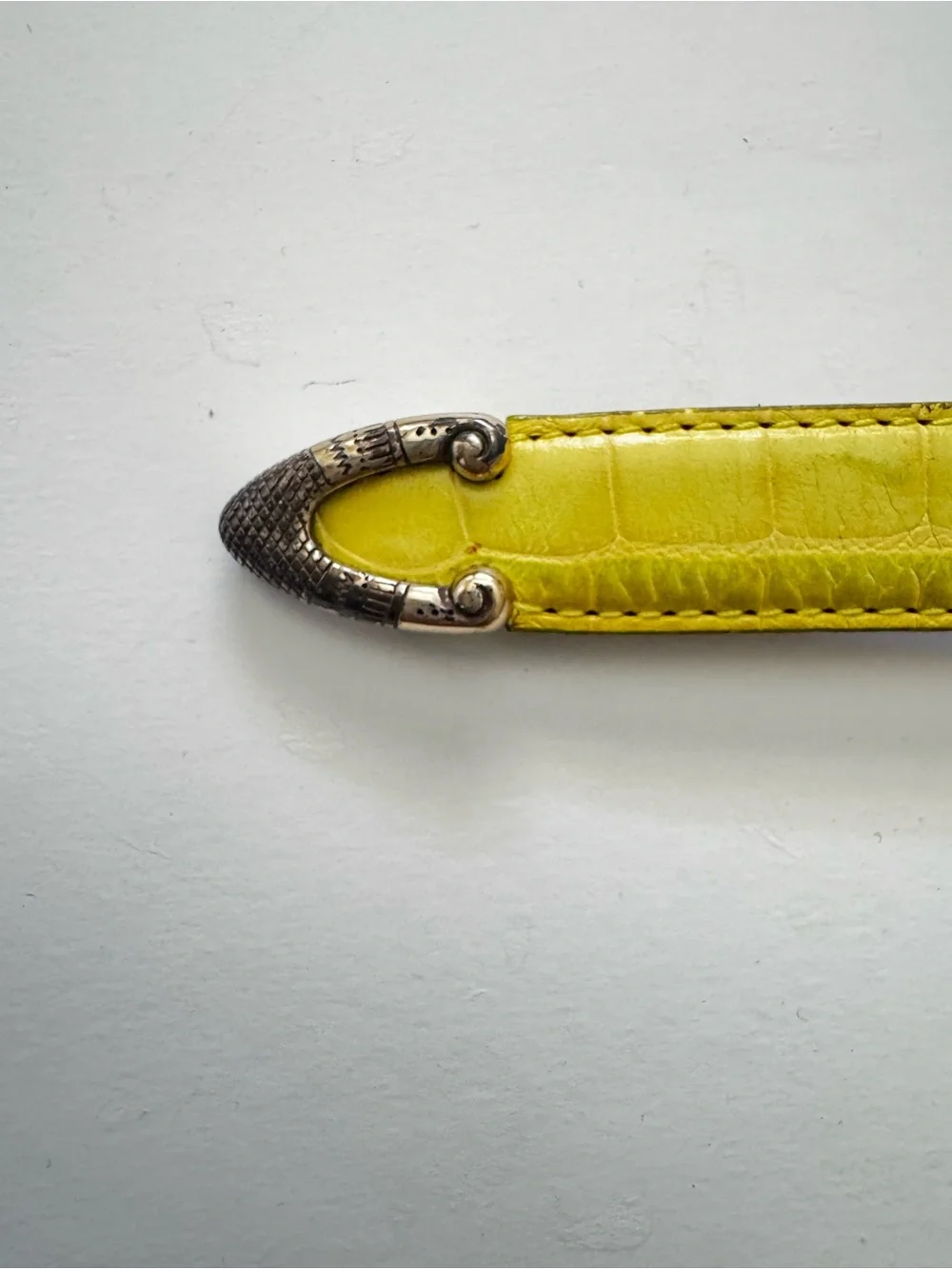 Brighton Lime Green Croc-Embossed Leather Belt with Silver Buckle size L 34